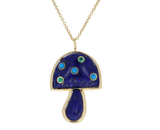 Lapis, Turquoise and Emerald Mini Mushroom Necklace