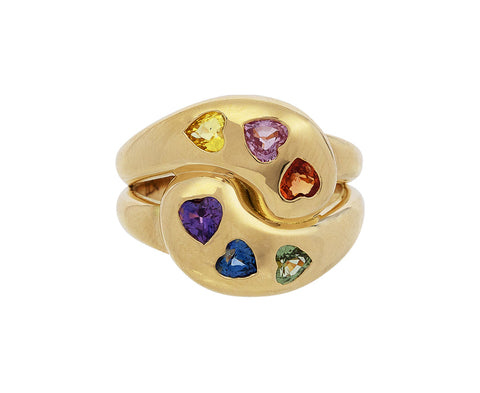 Rainbow Sapphire Heart Knot Ring - TWISTonline