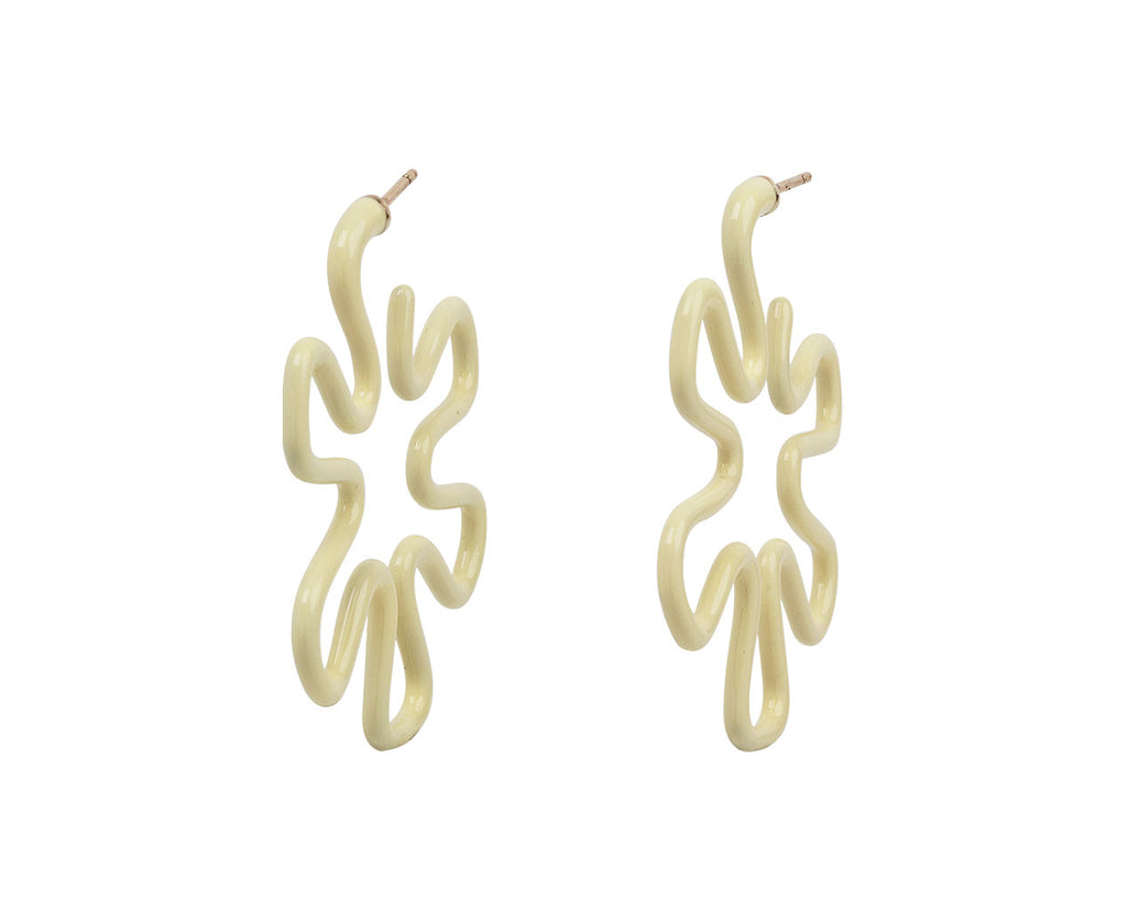 Panna Cream Enamel Flower Hoop Earrings