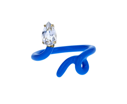 Blue Enamel Rock Crystal Baby Vine Ring - TWISTonline 