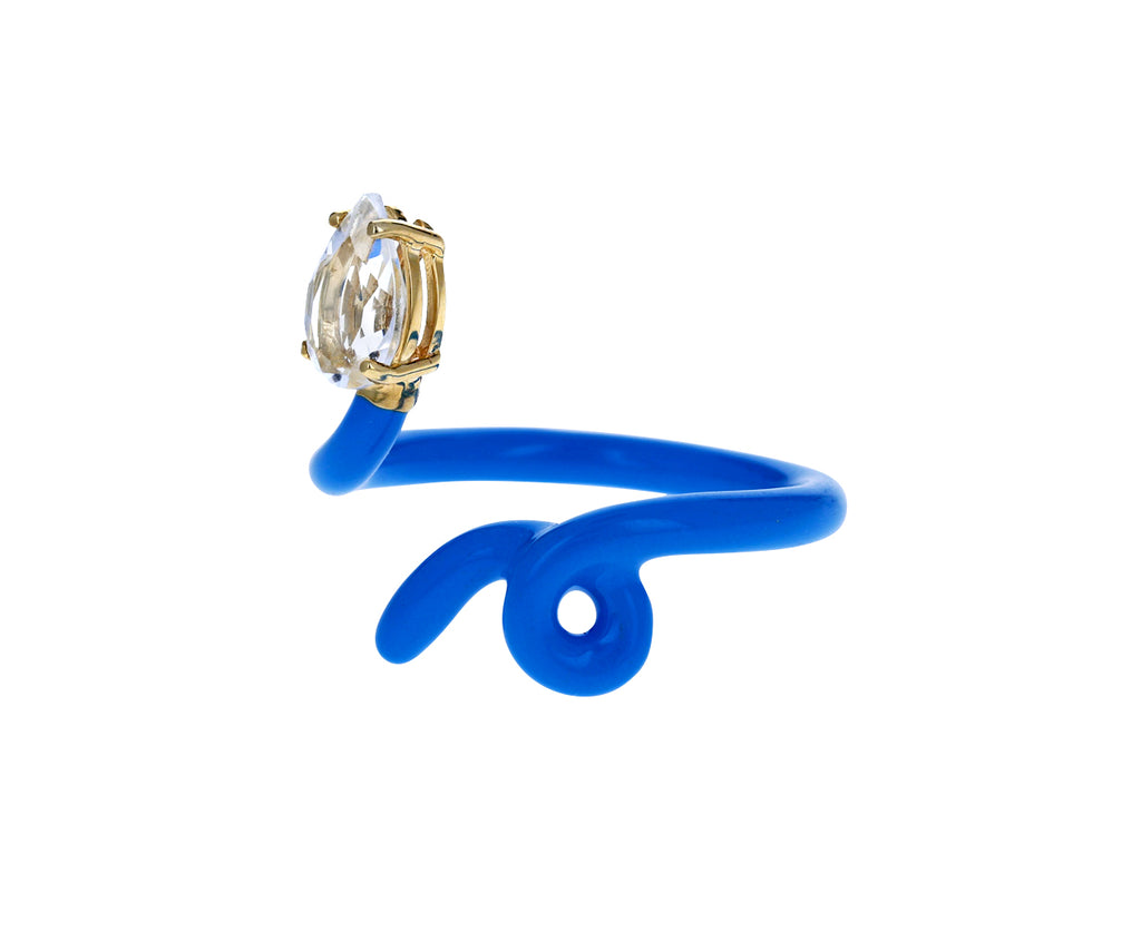 Blue Enamel Rock Crystal Baby Vine Ring - TWISTonline