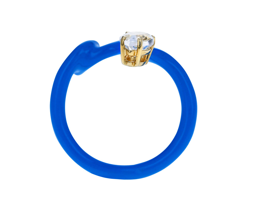 Blue Enamel Rock Crystal Baby Vine Ring - TWISTonline