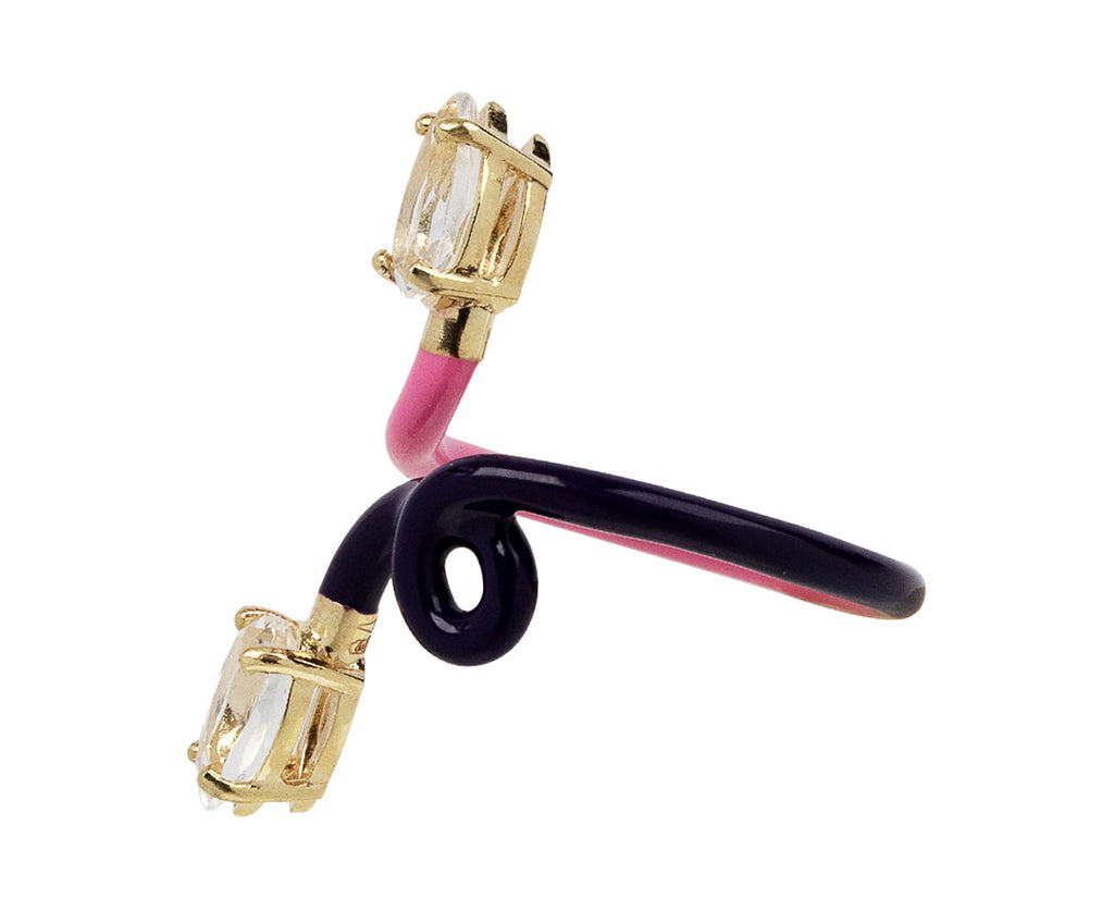 Double Vine Bubblegum Pink and Purple Enamel Crystal Ring