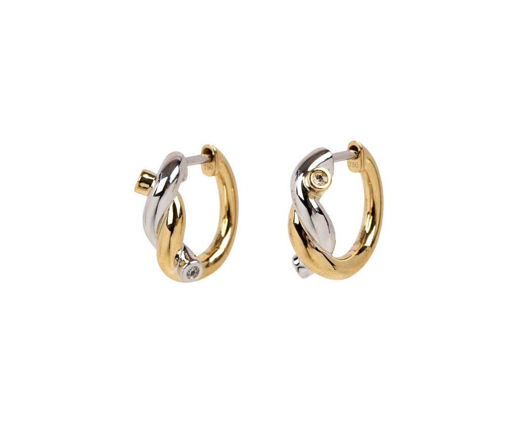 Boochier Yellow and White Ties Huggie Hoop Earrings