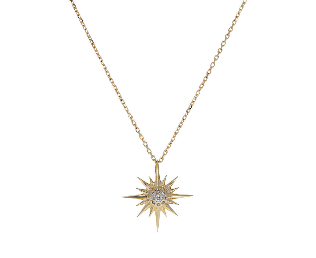 Star Sun and Diamond Pendant Necklace