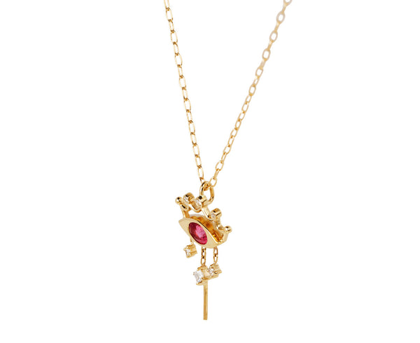 Celine Daoust Pink Spinel Evil Eye Crown Pendant Necklace