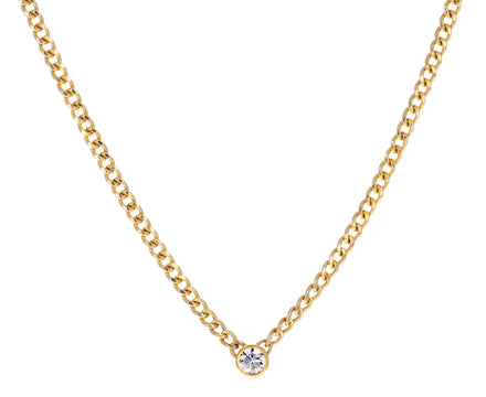 Gold and Diamond Curb Chain Necklace