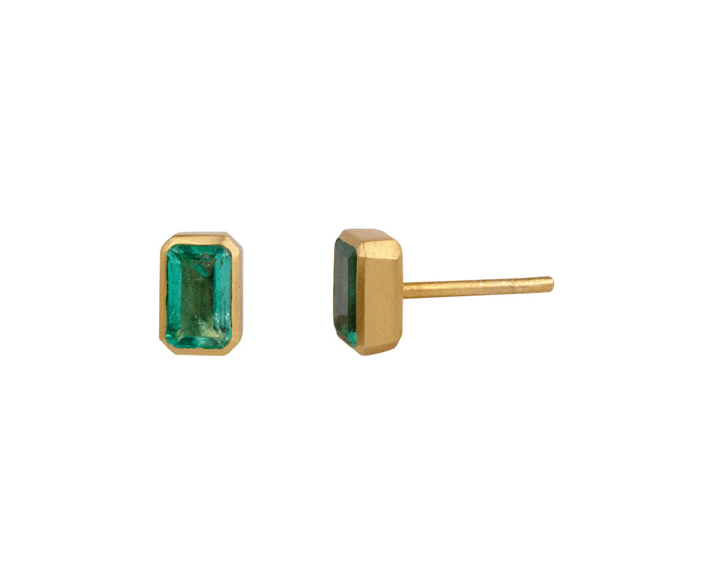 Darius Mint Emerald Stud Earrings Side View