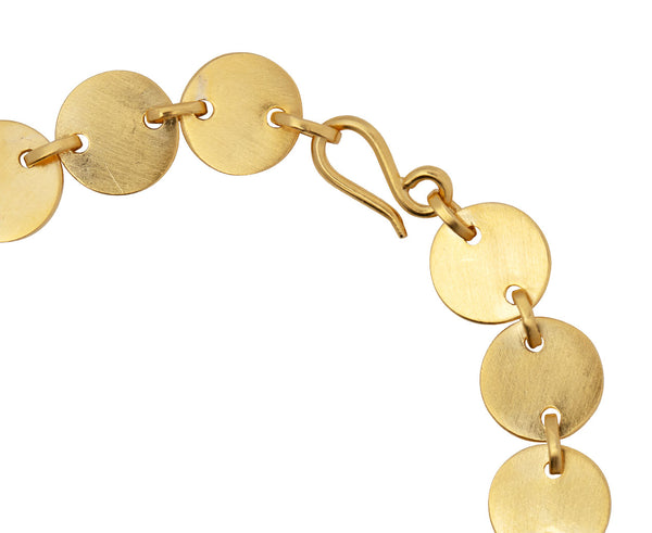 Jane Diaz Gold Plated Round Disc Link Bracelet