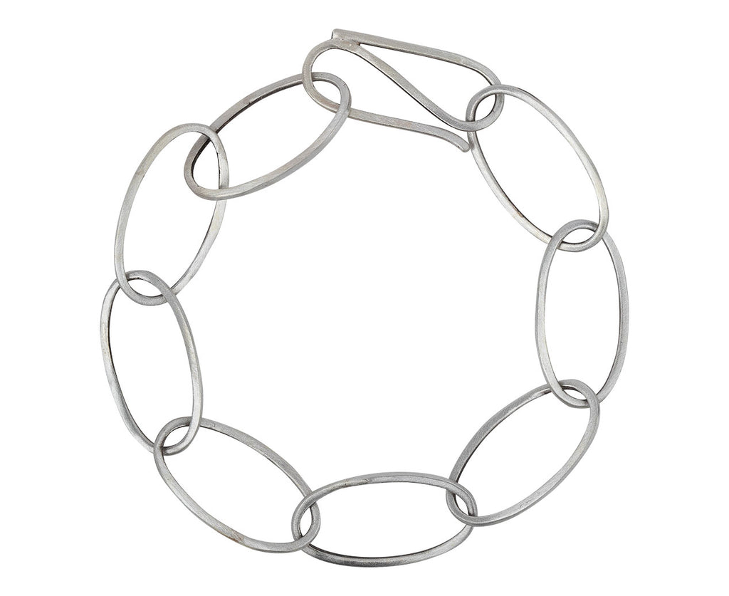Jane Diaz Silver Oval Large Link Bracelet