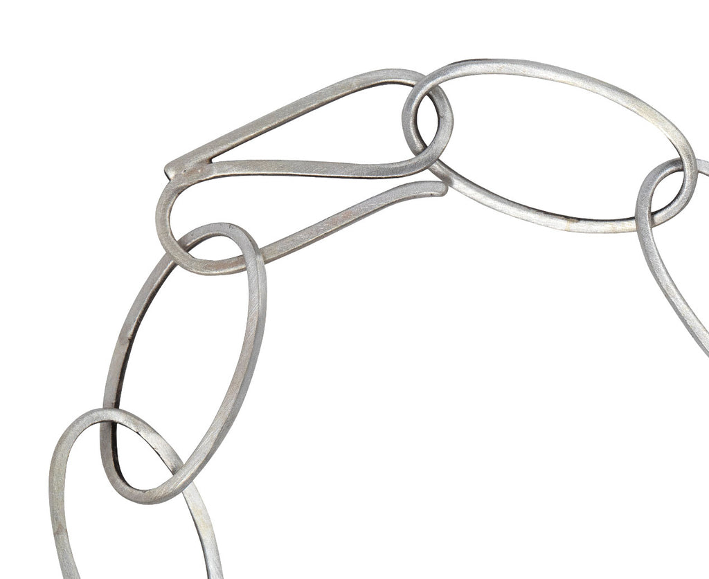 Jane Diaz Silver Oval Large Link Bracelet Close Up of Clasp