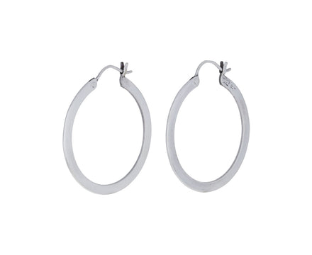 Silver Medium Flat Hoop Earrings