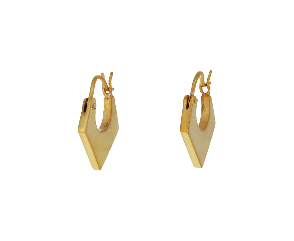 Gold Plated Three Cornered Hoop Earrings