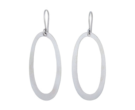 Silver Oval Drop Earrings