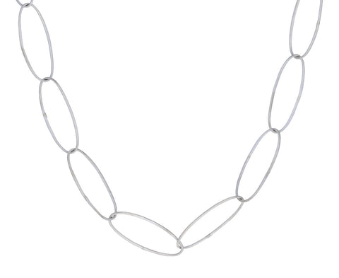 Sterling Silver Hammered Oval Link Necklace