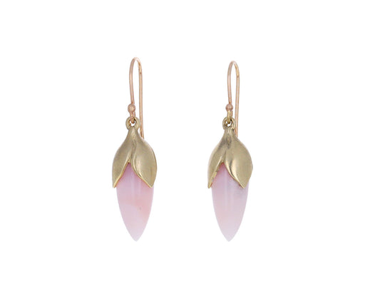 Pink Opal Long Flower Bud Earrings