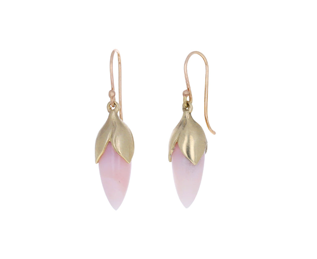Pink Opal Long Flower Bud Earrings