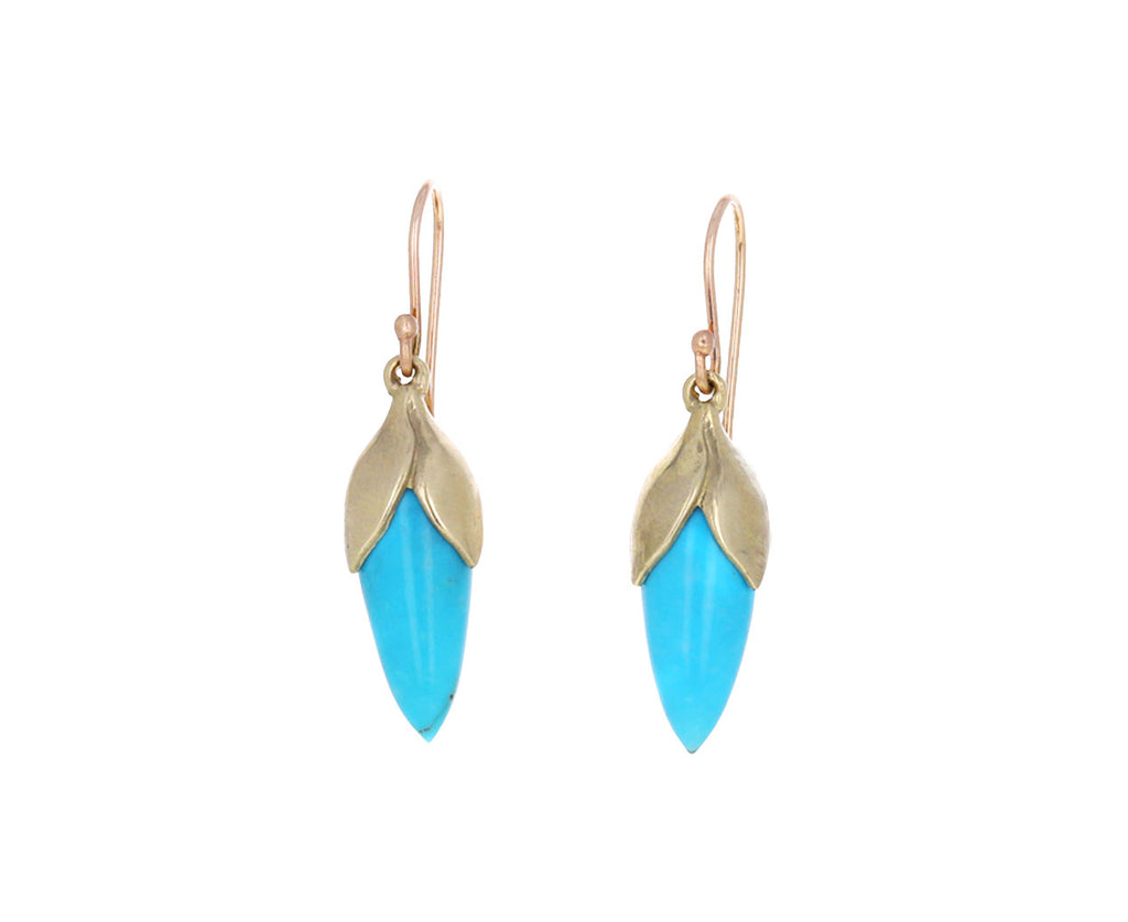 Turquoise Long Flower Bud Earrings