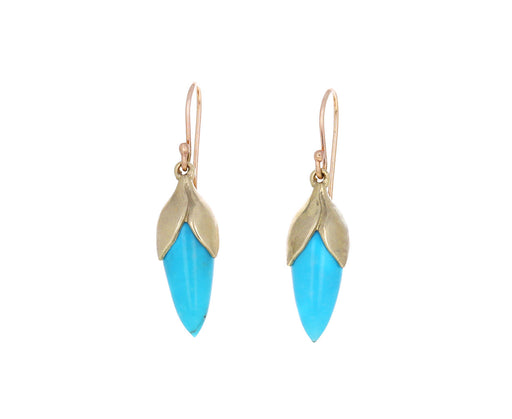 Turquoise Long Flower Bud Earrings