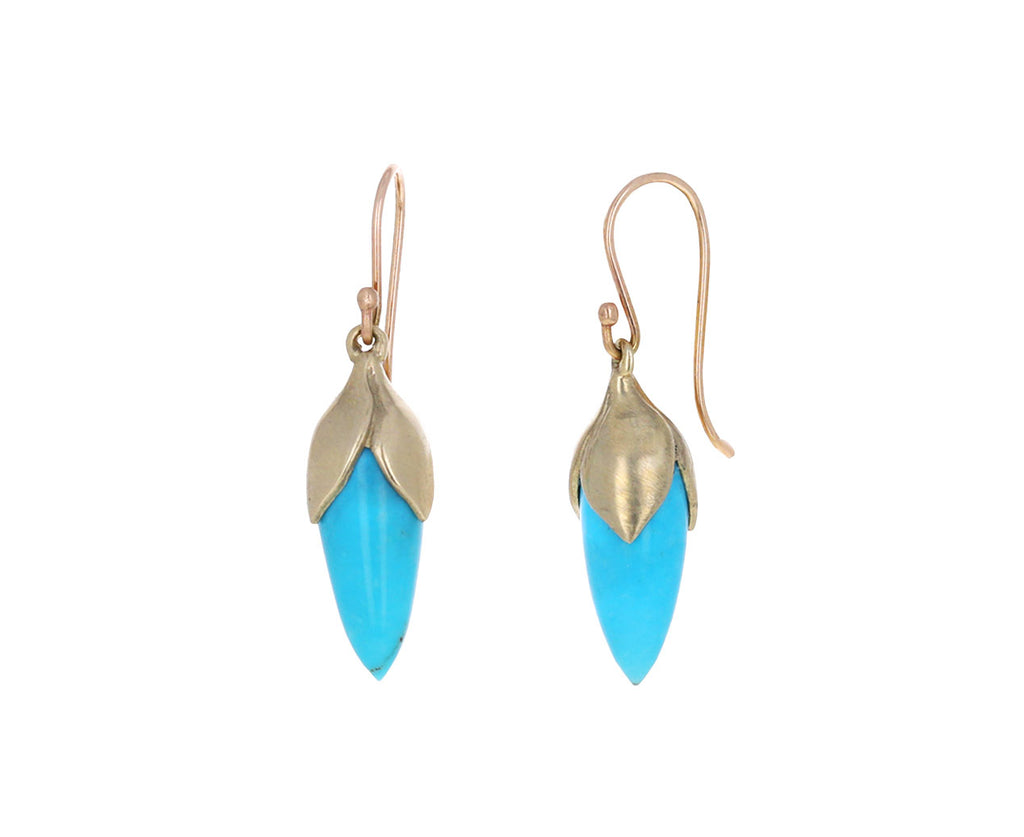 Turquoise Long Flower Bud Earrings