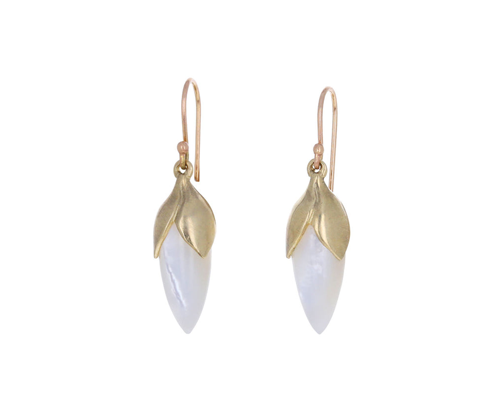 Mother of Pearl Long Flower Bud Earrings