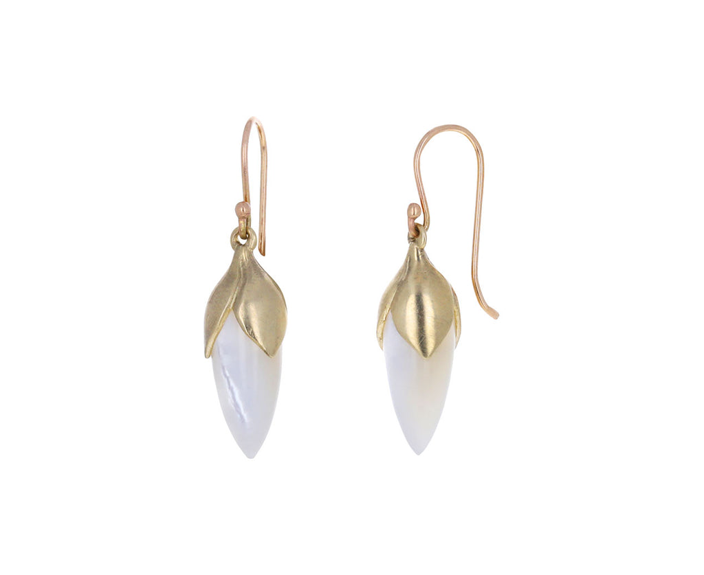 Mother of Pearl Long Flower Bud Earrings