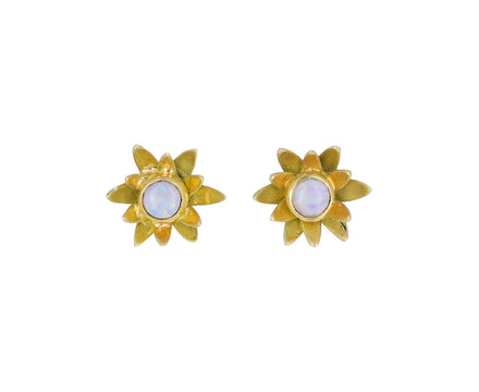 Opal Waterlily Blossom Stud Earrings