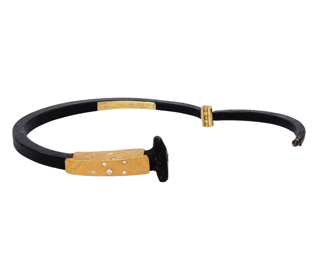 Pat Flynn Collar Nail Bracelet with Diamonds Clasp Open