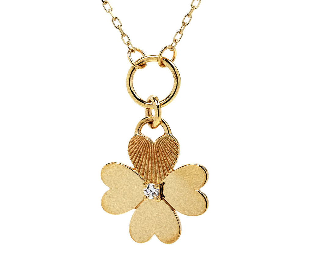 Foundrae Mini Four Heart Clover Medallion Necklace Close Up
