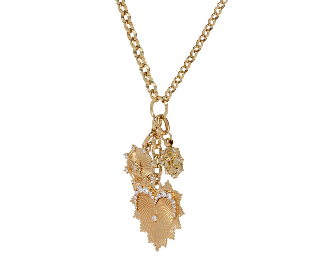 Foundrae Graduated Diamond Heart Love Token Story Heavy Mixed Belcher Extension Necklace Side View