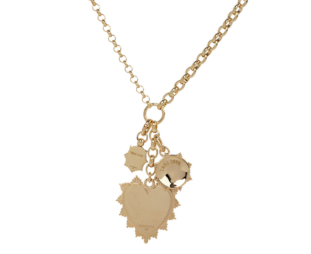 Foundrae Graduated Diamond Heart Love Token Story Heavy Mixed Belcher Extension Necklace Back