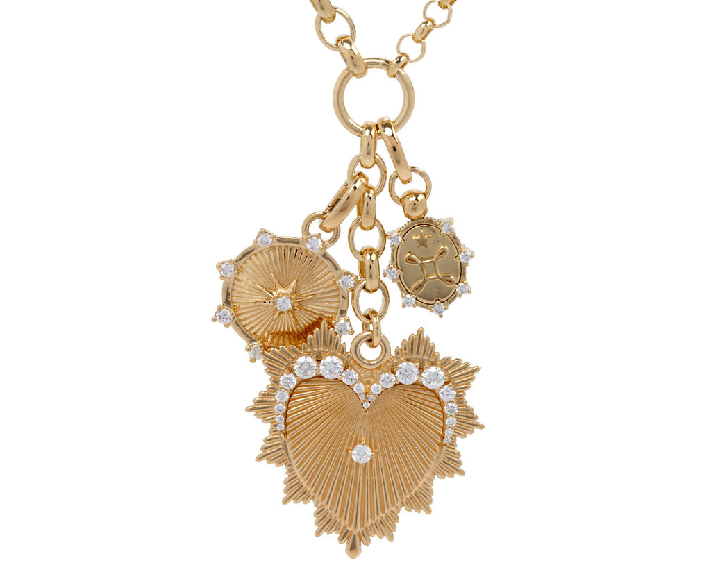 Foundrae Graduated Diamond Heart Love Token Story Heavy Mixed Belcher Extension Necklace Close Up