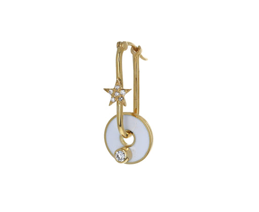 Single White Enamel Diamond Symbol Disk Charm ONLY