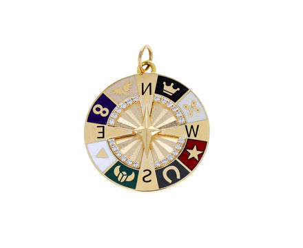 Internal Compass Symbol Wheel Medallion Pendant ONLY