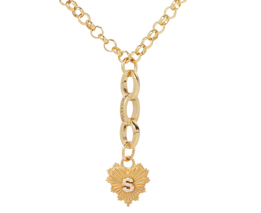 Mini Diamond Initial 'S' Heart Charm Pendant ONLY