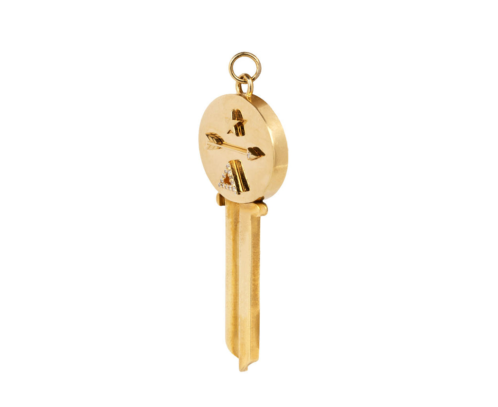 Foundrae Jewelry Diamond Dream Golden Key Pendant Side View