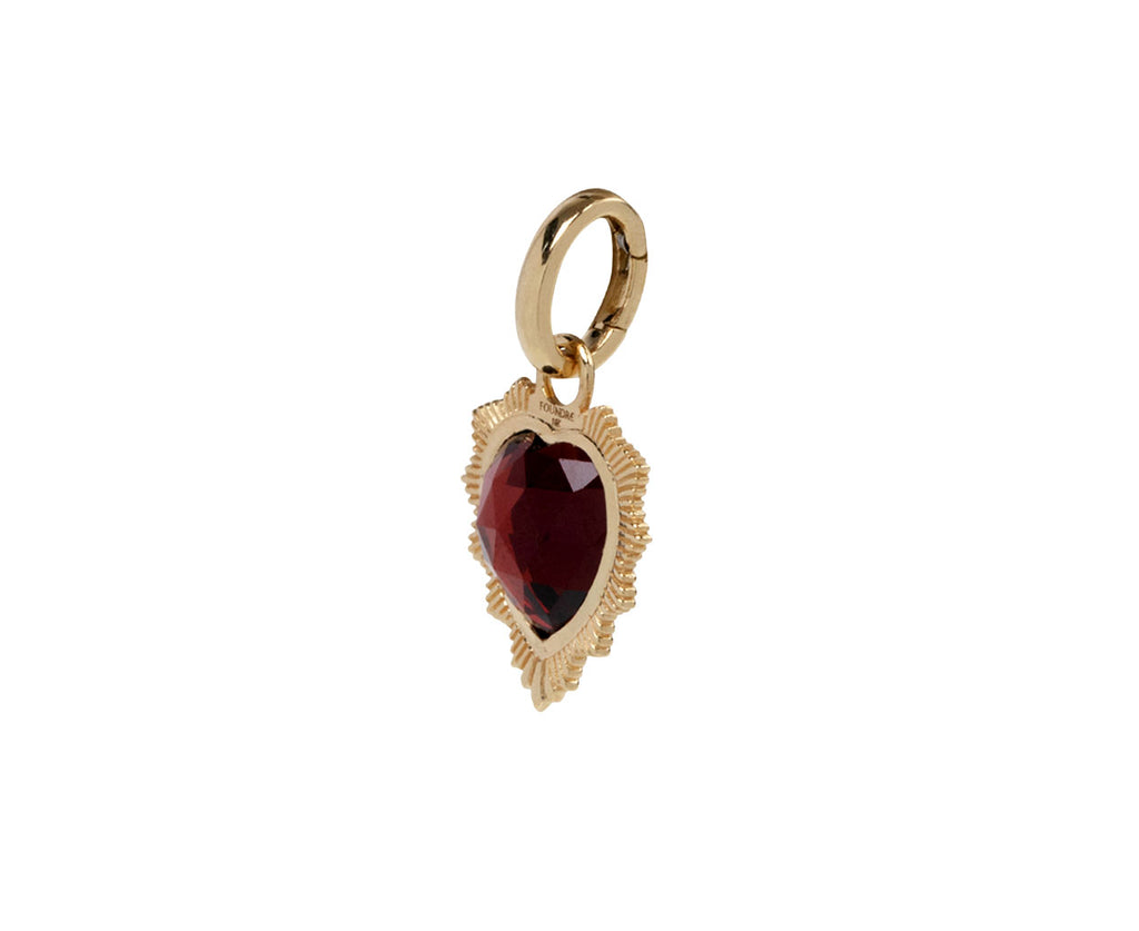 Foundrae Garnet Gemstone True Love Heart Medallion ONLY Side View