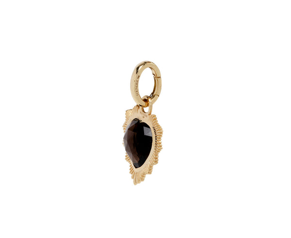 36Ct Smokey Quartz Heart Pendant Necklace 14K Yellow Gold