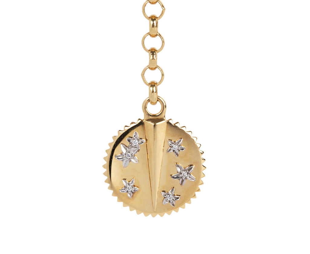 Foundrae Jewelry Mixed Belcher Chain and Baby Resilience Medallion Necklace Close Up