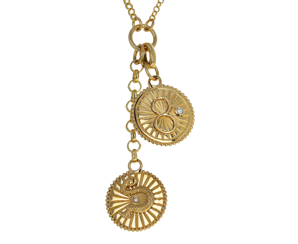 Foundrae Mixed Belcher Chain and Baby Wholeness Medallion Necklace On