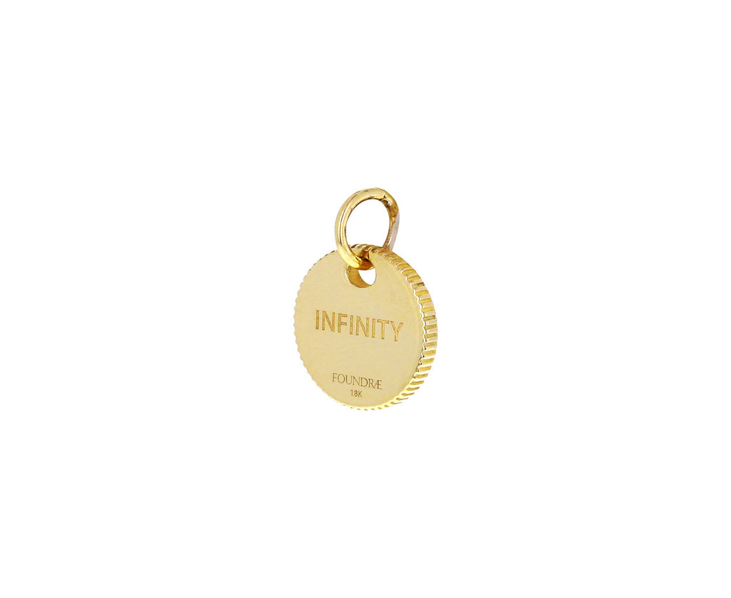 Foundrae Jewelry Diamond Infinity Mini Coin Charm Pendant Other Side