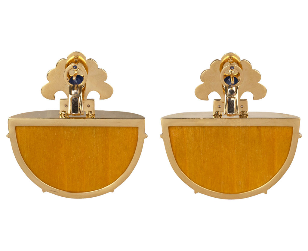 Silvia Furmanovich Kyanite, Diamond and Bird Marquetry Earrings Back