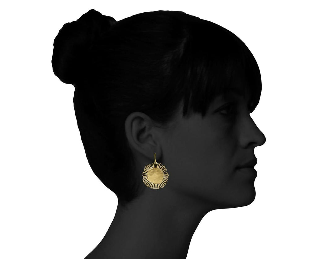 Gold Flat Flowery Earrings - TWISTonline