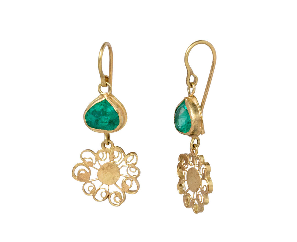 Colombian Emerald Flowery Drop Earrings