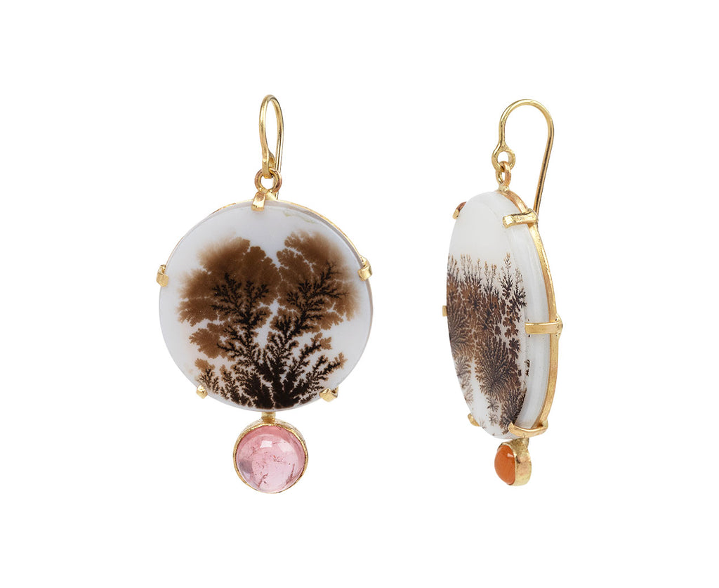Judy Geib Mismatched Dendritic Agate Earrings Side View