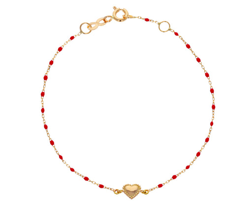 Poppy Red Resin Beaded Heart Bracelet
