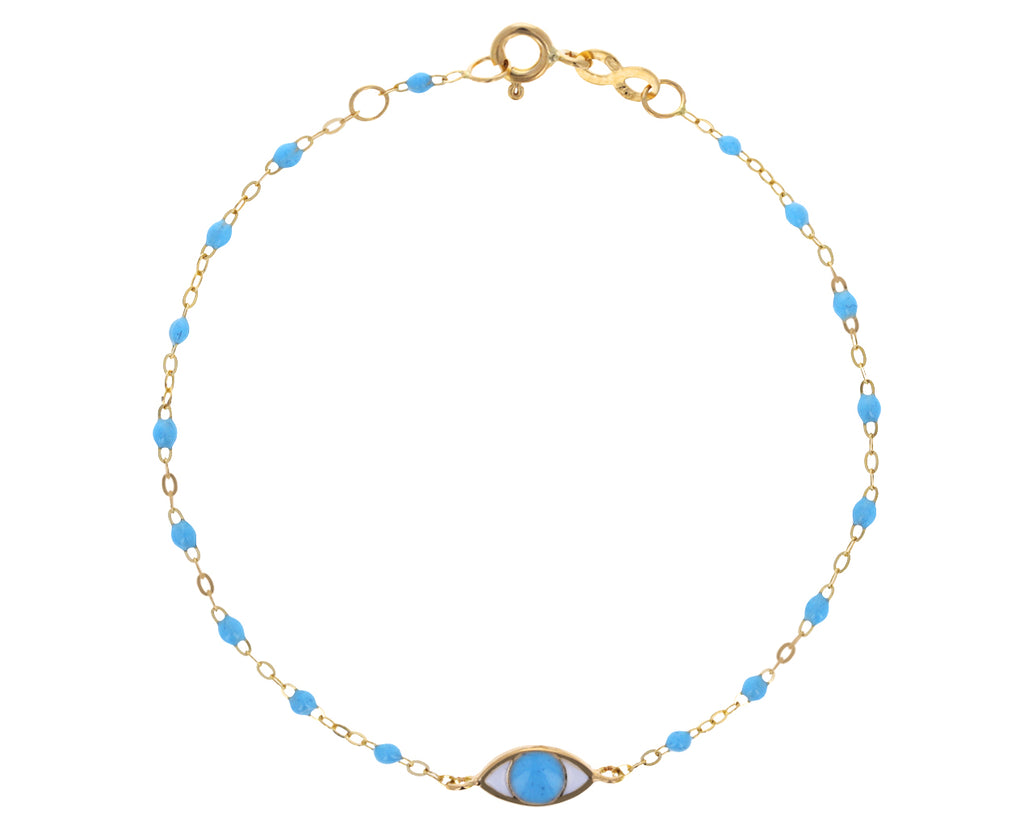 Baby Blue Evil Eye Resin Beaded Bracelet