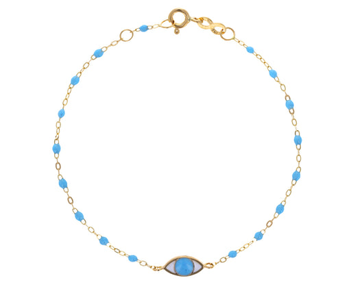 Baby Blue Evil Eye Resin Beaded Bracelet