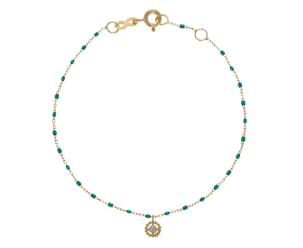 Emerald Green Resin Beaded Lucky Puce Bracelet
