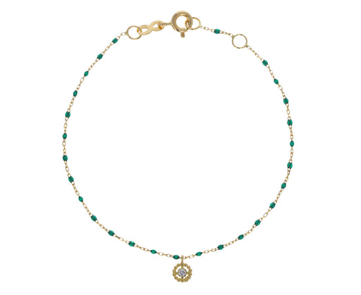 Emerald Green Resin Beaded Lucky Puce Bracelet